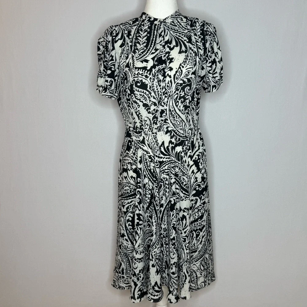 Lauren Ralph Lauren Monochrome Floral Fit To Flare Dress
